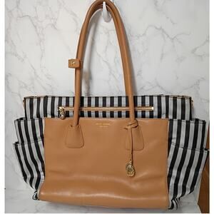 HENRI  BENDEL West 57th Striped Nylon & Leather Large Tote/Diaper Bag - EUC